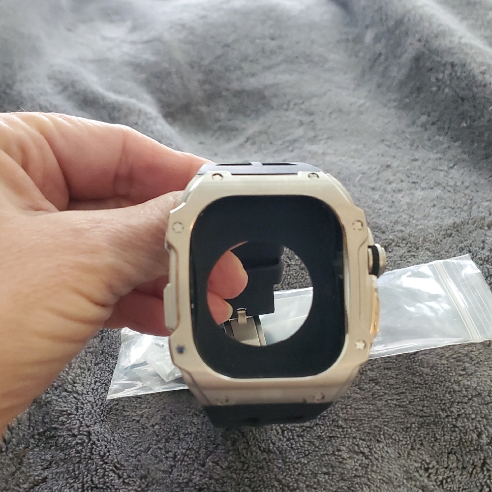 Silver and Black Smartwatch Case